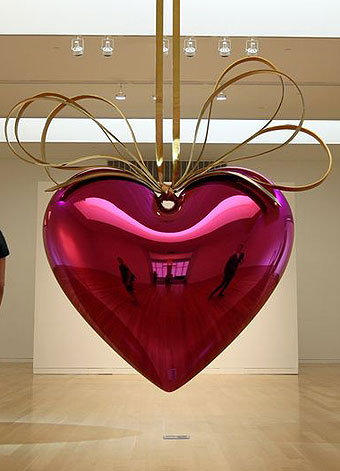 Jeff Koons heart, Valentines day, Memorial saying, helen keller Saying