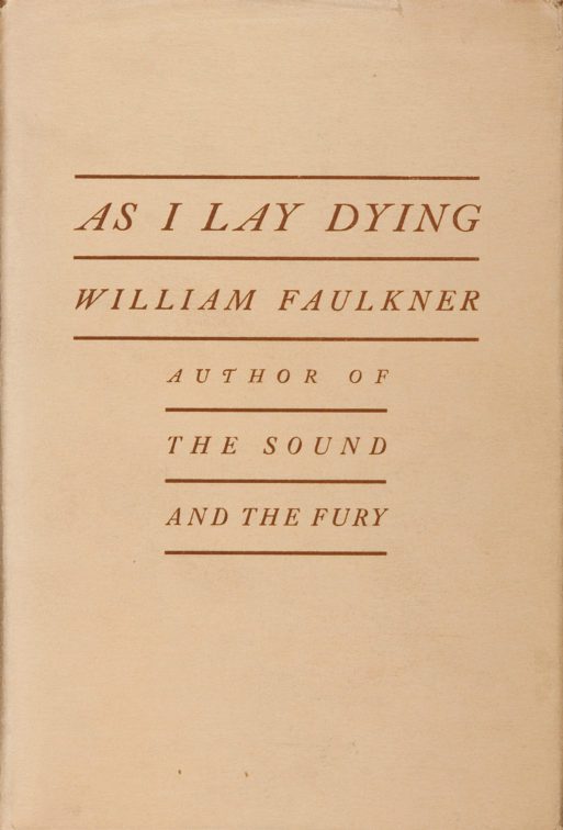 book cover for "as I lay dying" by William faulkner