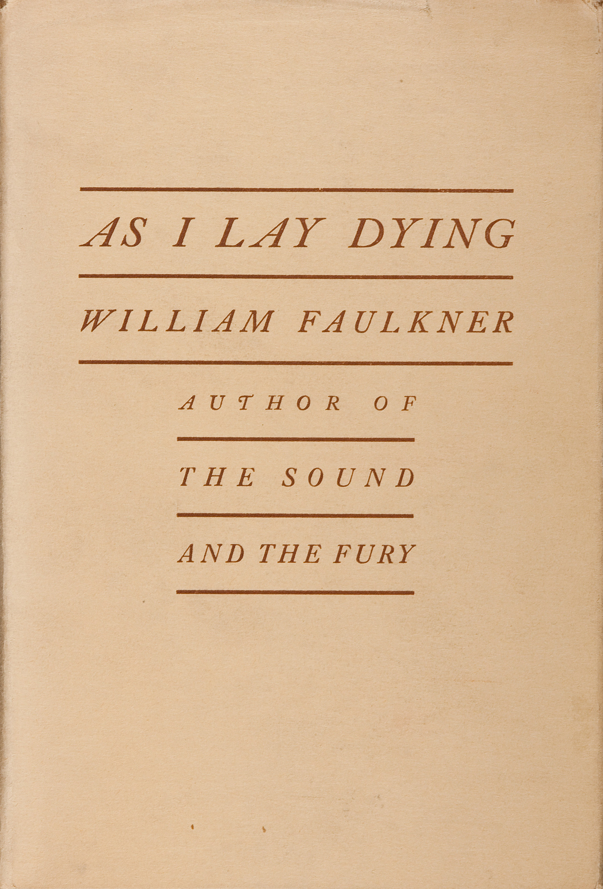 book cover for "as I lay dying" by William faulkner