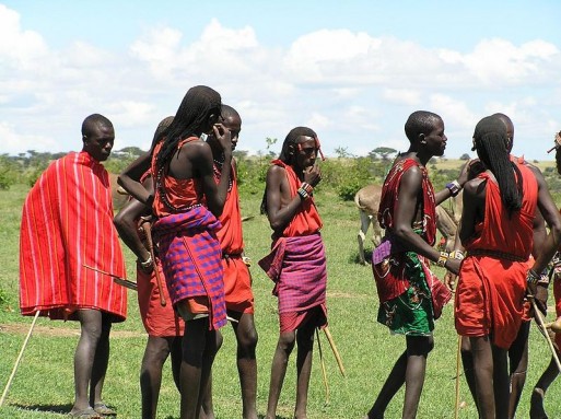 Maasai warriors in traditional clothing