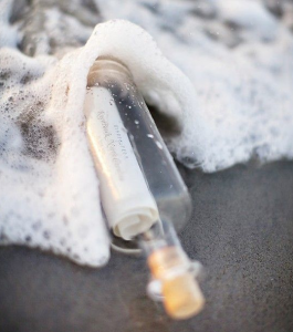 message in a bottle, bottle in the sea, seaside, glass bottle, note in bottle