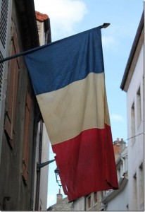 French flag hanging, Old french flag, French flag on street