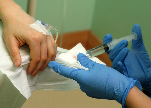 A patient receives chemotherapy treatment
