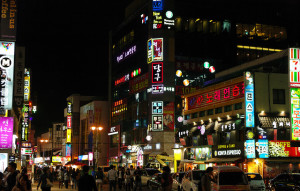 South Korea streets at night 