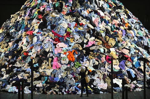 A mountain of clothes symbolizes eternal life and freedom 