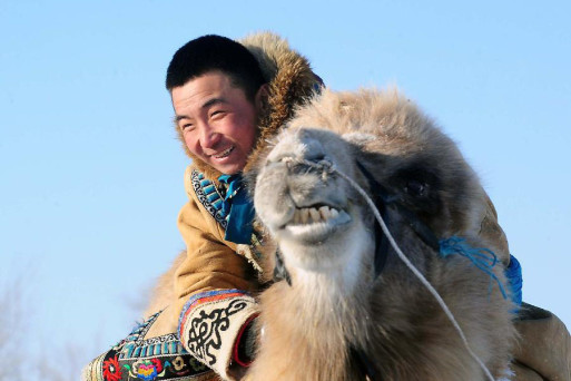 Man from Mongolia on a camel