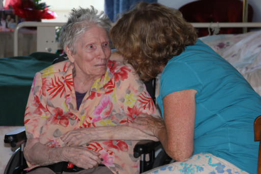Woman with dementia and hospice volunteer
