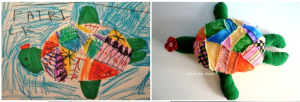drawing and resulting softie toy from Childsown