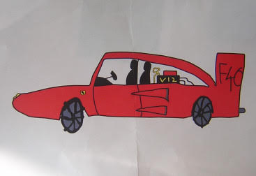 drawing of a car by a child grieving