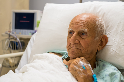 Elderly man in a hospital