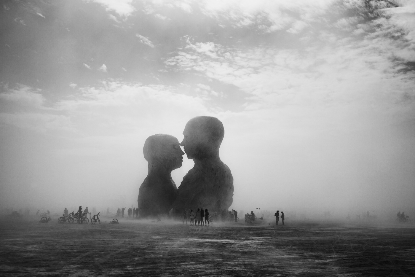 A long-term couple embraces