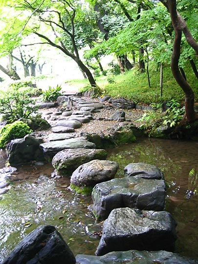 Stepping stones over a stream