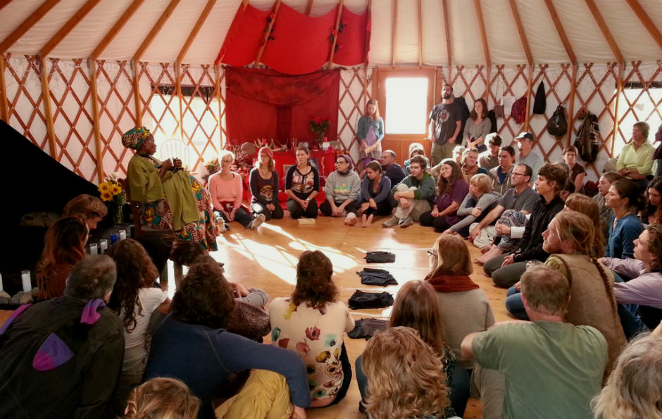 Somé facilitates a grief ritual 