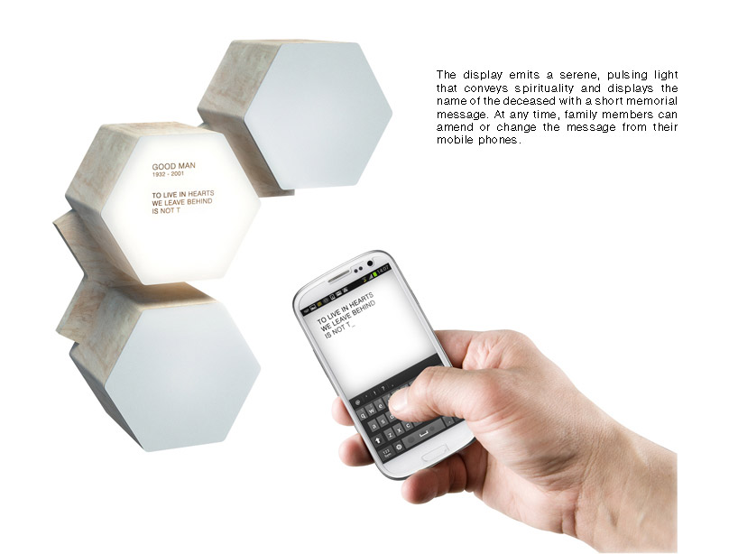 Demonstration of smart phone app with cremains