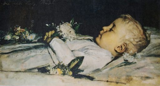 Deathbed portrait of his child by Albert Anker