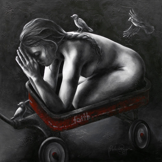 Painting Faith shows girl mourning a loss