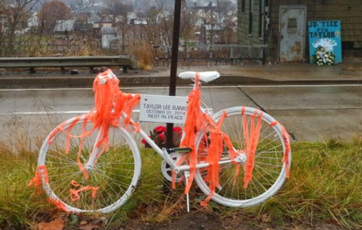 Decorated Ghost Bike In Memory of a Death