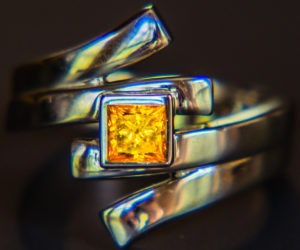 Claire McHan's yellow diamond ring, a piece of memorial jewelry that she made after her dad died