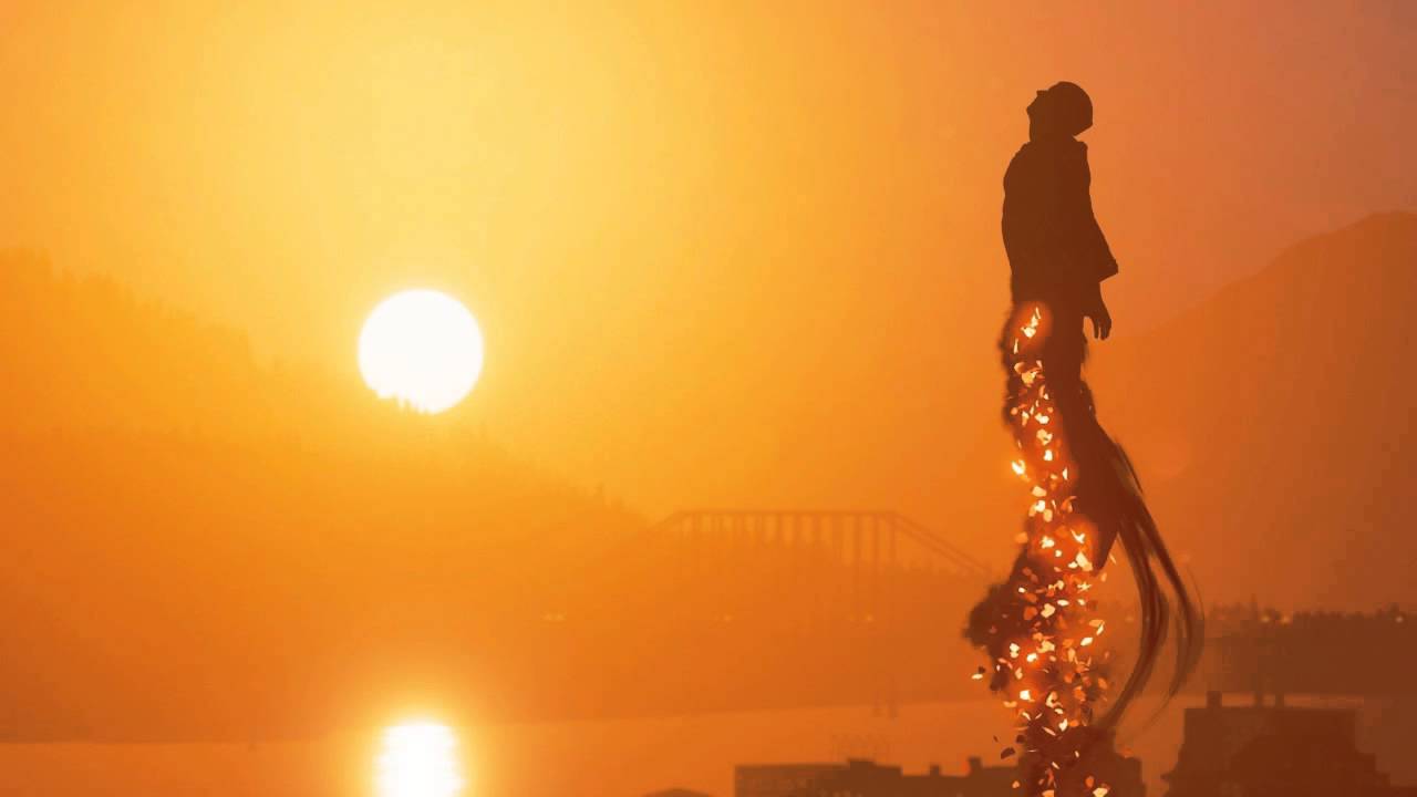 Silhouette of man rising up in death