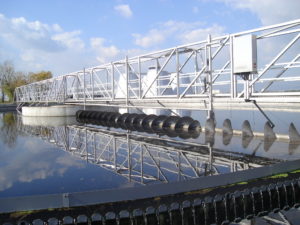 A waste water management facility, with tanks for processing waste, like alkaline hydrolysis remains