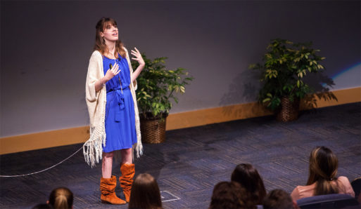 Claire Wineland speaking at FIU