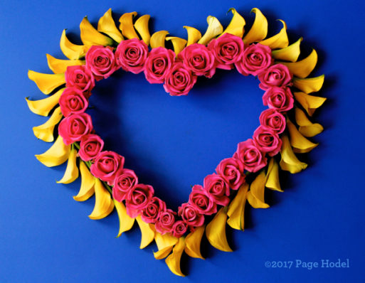 handmade heart with red and yellow flowers