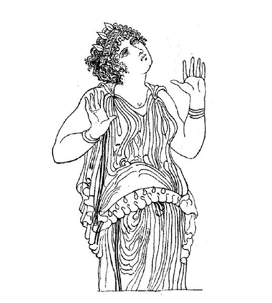 An illustration of Gaia wearing a leaf crown, to whom Margaret Atwood alluded in her poem