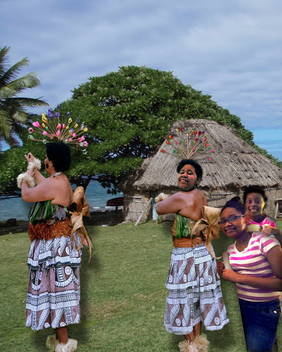 Dreamscape depicting a mother and her children in Fiji