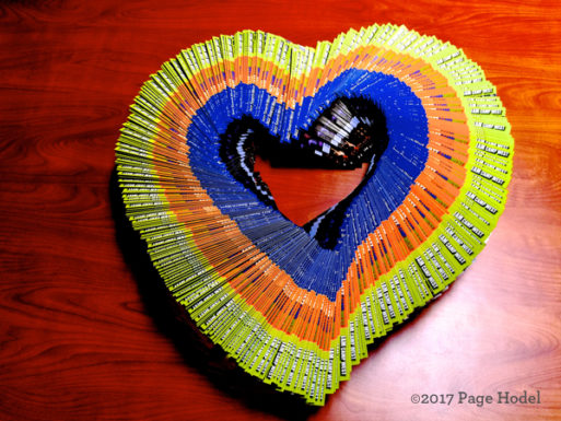 Handmade heart of blue, orange and yellow 