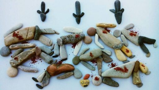 Scultpure showing dead and headstones by Nizar Ali Badr
