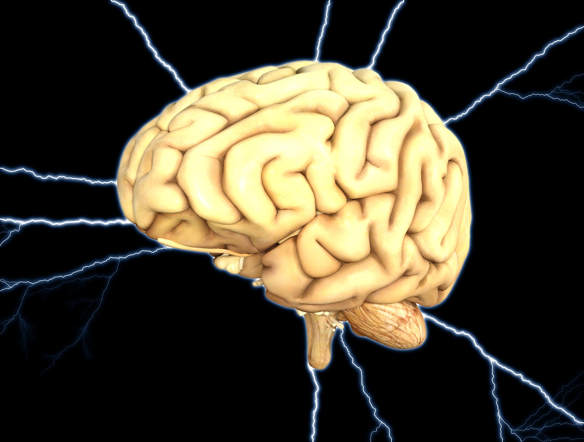 Picture of a brain with electricity flowing outwards to show brain activity 