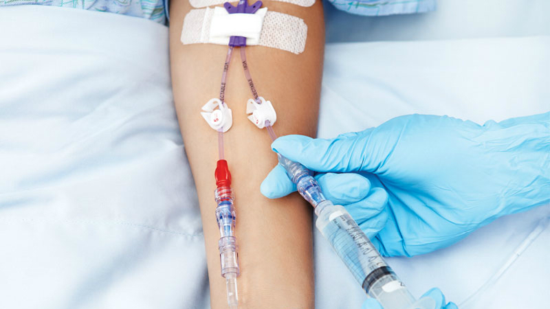 ALS patient getting an infusion of Radicava 