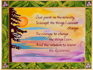 A painting of a religious quote made by Rabbi Me'irah, featuring an image of a sunset in the background