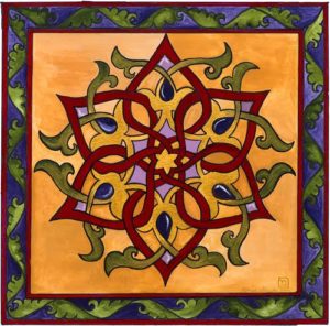 Rabbi Me'irah's painting of the Star of David, featuring red, green and orange lines forming the shape of a star