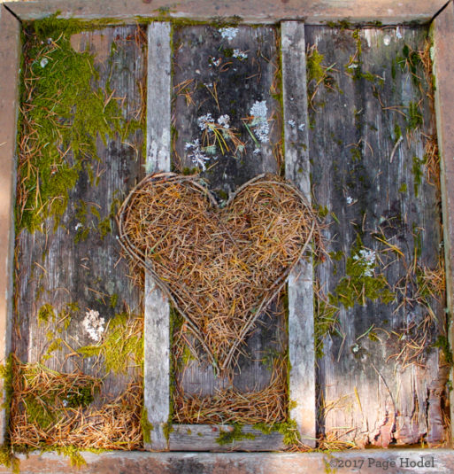 handmade heart on aged wood