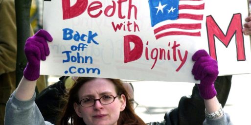 Woman protesting repeal of D.C. Death with Dignity Act