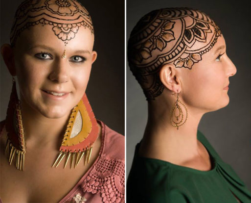 Woman with cancer and a henna crown