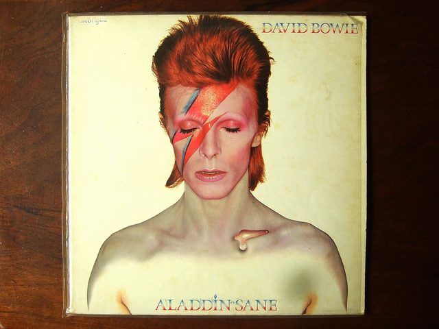 The cover of David Bowie's album "Aladdin Sane," which was mentioned in the documentary "David Bowie: The Last Five Years"