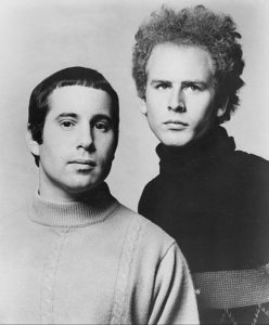 A portrait of Simon and Garfunkel, the folk duo that covered the song "The Sun is Burning" 