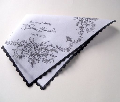 an image of mourning handkerchiefs that have been embroidered