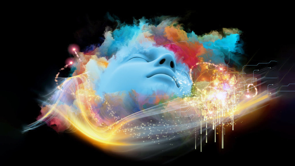 A face of someone on a trip with psychdelics
