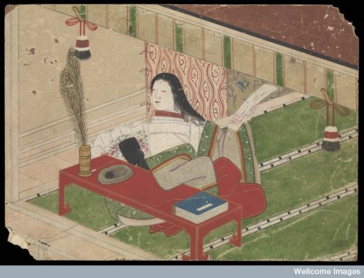 Dying woman in a kimono