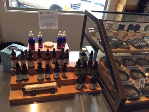 Harborside medical center display of products of cannabis helps those at end of life