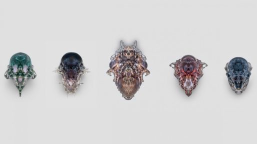 All five death masks from part two of the Vespers death mask series.