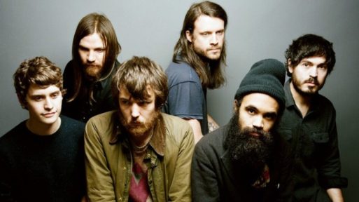 Portrait of members of the band Fleet Foxes who perform "The Plains/Bitter Dancer"