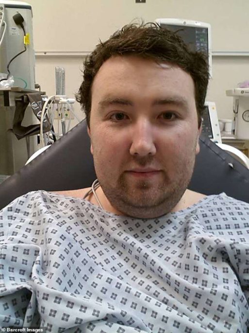 Jamie Poole in a hospital bed due to complications from hypertrophic cardiomyopathy