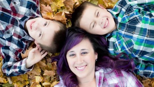 Michelle Lasota of the Nurse with the Purple Hair and her two boys
