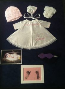 Memorial shadow box for infant loss
