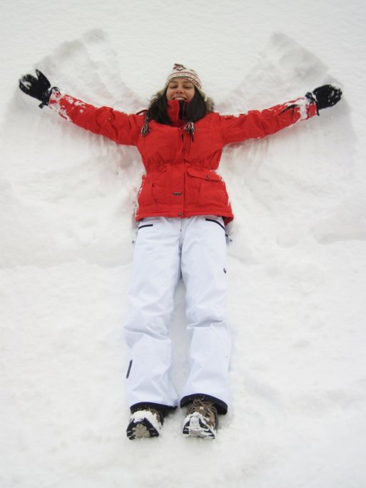 In winter, enjoy making snow angels.