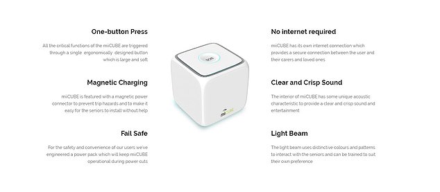 Photo of miiCUBE and descriptions of its functions